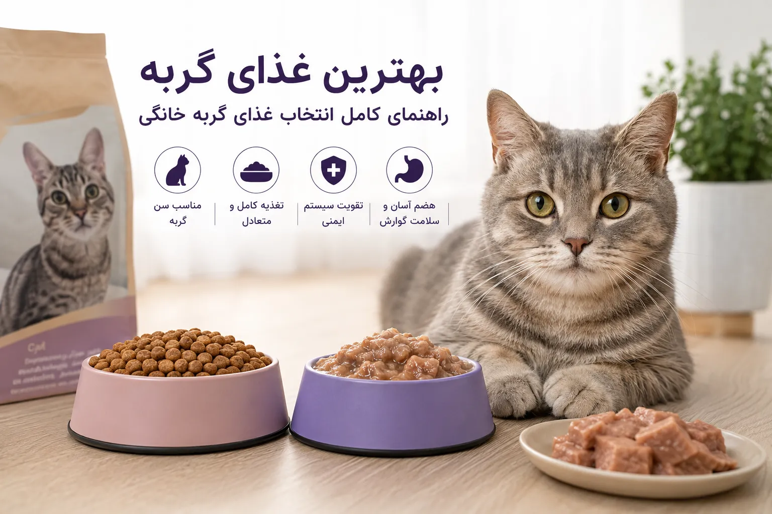 بهترین غذای گربه | راهنمای کامل انتخاب غذای خشک و تر گربه