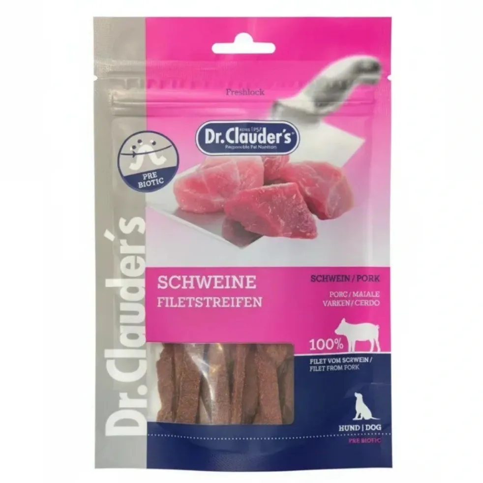 تشویقی سگ دکتر کلادرز مدل فیله استریپس خوک (Pork Filet Strips)