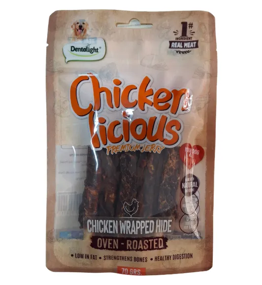 تشویقی سگ دورپیچ مدادی طعم مرغ دنتالایت 70گرم