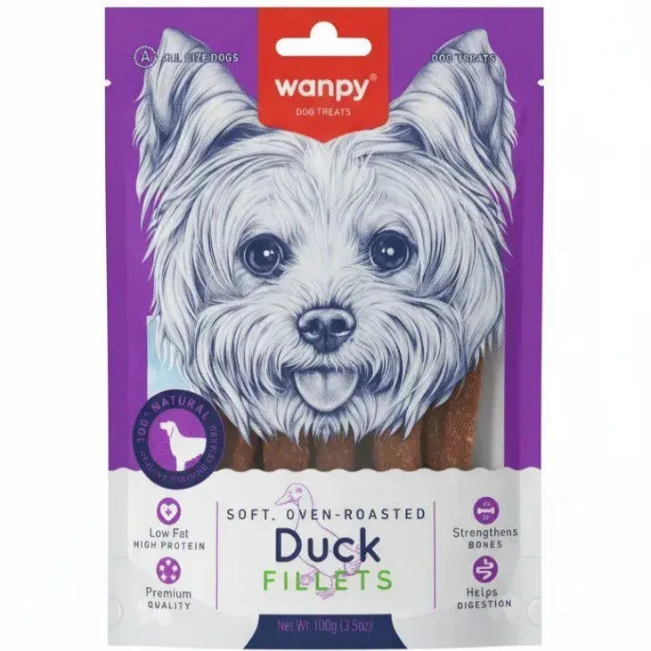 تشویقی سگ ونپی مدل فیله اردک (Wanpy Duck Fillets) - وزن 100 گرم
