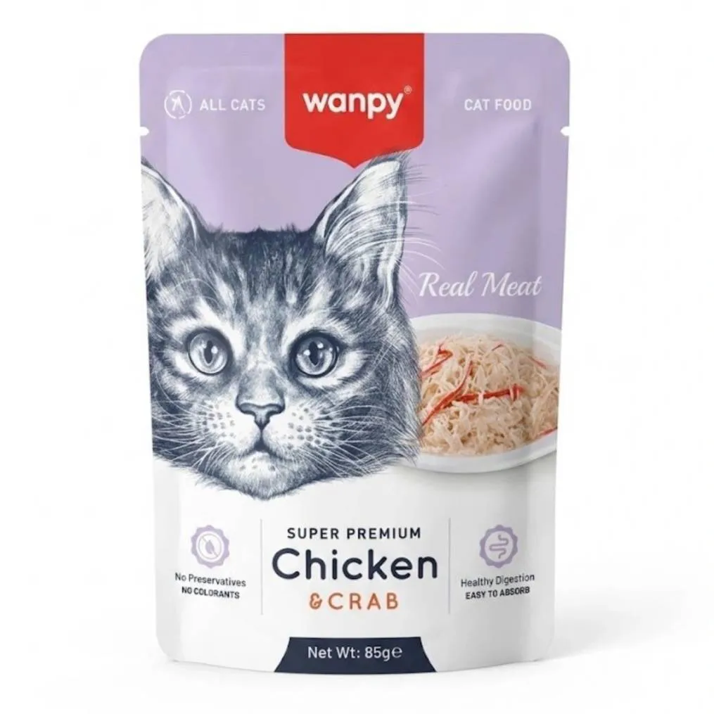 پوچ گربه سوپرپریمیوم ونپی با طعم مرغ و خرچنگ