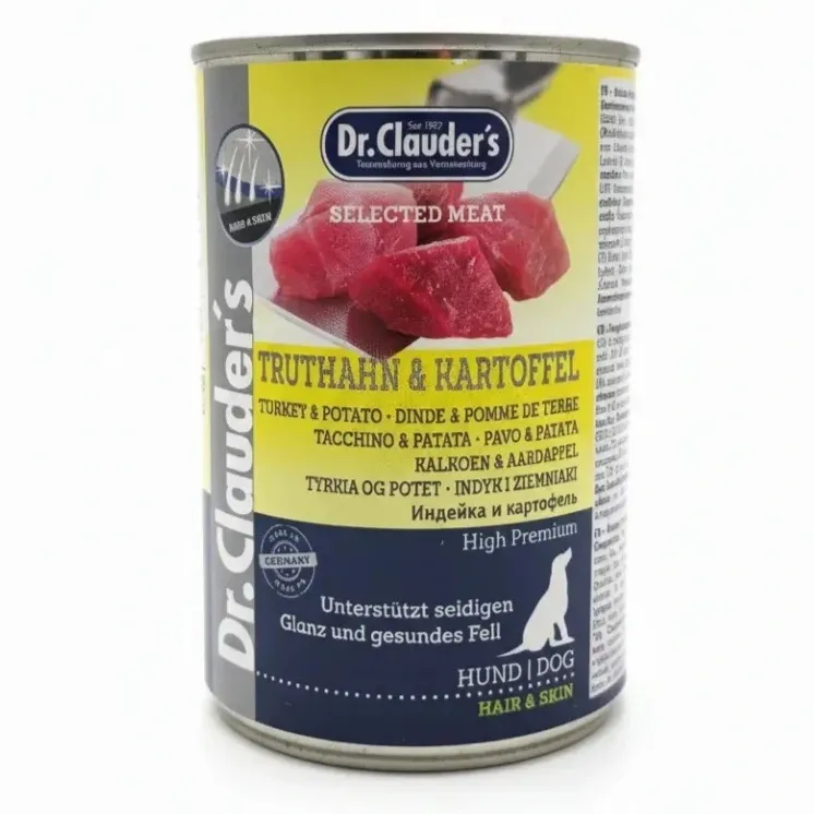 کنسرو سگ دکتر کلادرز بوقلمون و سیب‌زمینی ۴۰۰ گرم