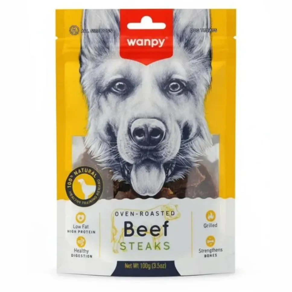 تشویقی سگ ونپی مدل استیک گوشت گاو (Wanpy Beef Steaks) - وزن 100 گرم