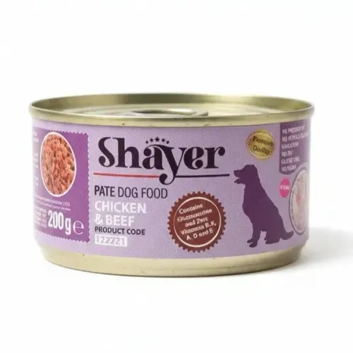 کنسرو پته سگ شایر با طعم مرغ و گوشت وزن 200 گرم