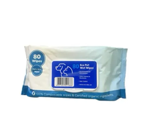 دستمال مرطوب پاکتی ECO PET WET WIPES با رایحه پودر بچه مستر پنگوئن 80 عدد