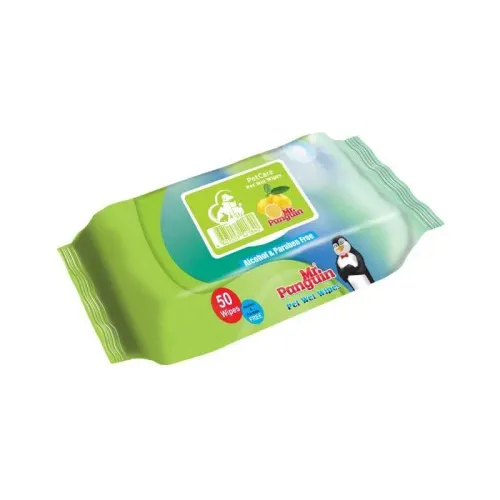 دستمال مرطوب  گربه مدل پاکتی با رایحه لیمو – 50 عددی