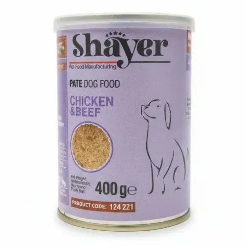 کنسرو غذای سگ شایر مدل پته مرغ و گوساله وزن ۴۰۰ گرم