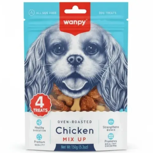 تشویقی سگ ونپی مدل میکس مرغ (Wanpy Chicken Mix Up) پک 4 عددی 150 گرم