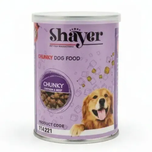 کنسرو غذای سگ شایر مدل چانکی با طعم مرغ و گوساله وزن ۴۰۰ گرم