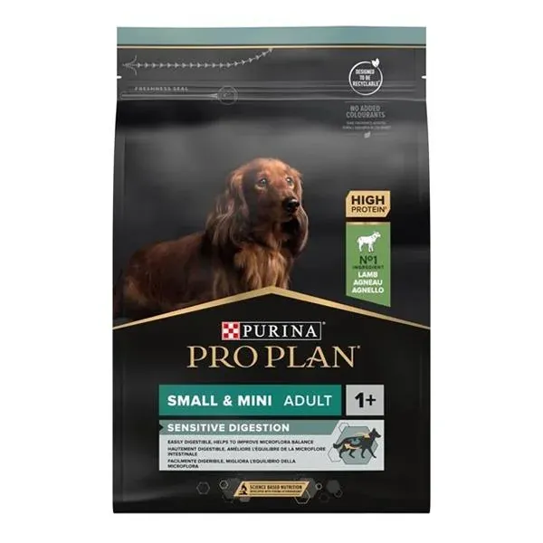 غذای خشک سگ بالغ نژاد کوچک و مینی Purina PRO PLAN مدل Sensitive digestion طعم بره 3کیلوگرم