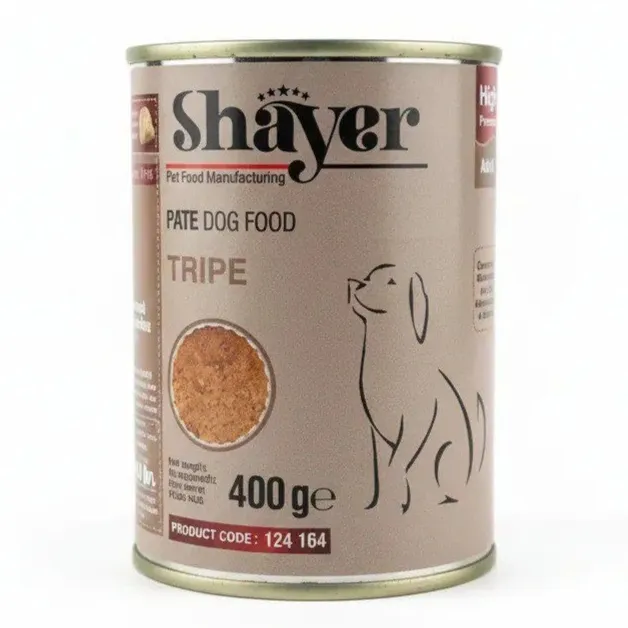 کنسرو غذای سگ شایر مدل پته با طعم سیرابی وزن 400 گرم