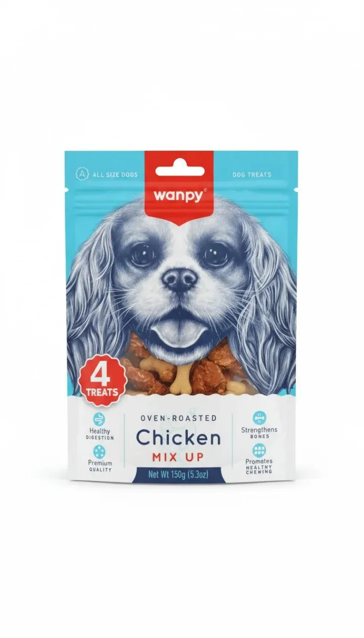 تشویقی سگ ونپی مدل میکس مرغ (Wanpy Chicken Mix Up) پک 4 عددی 150 گرم